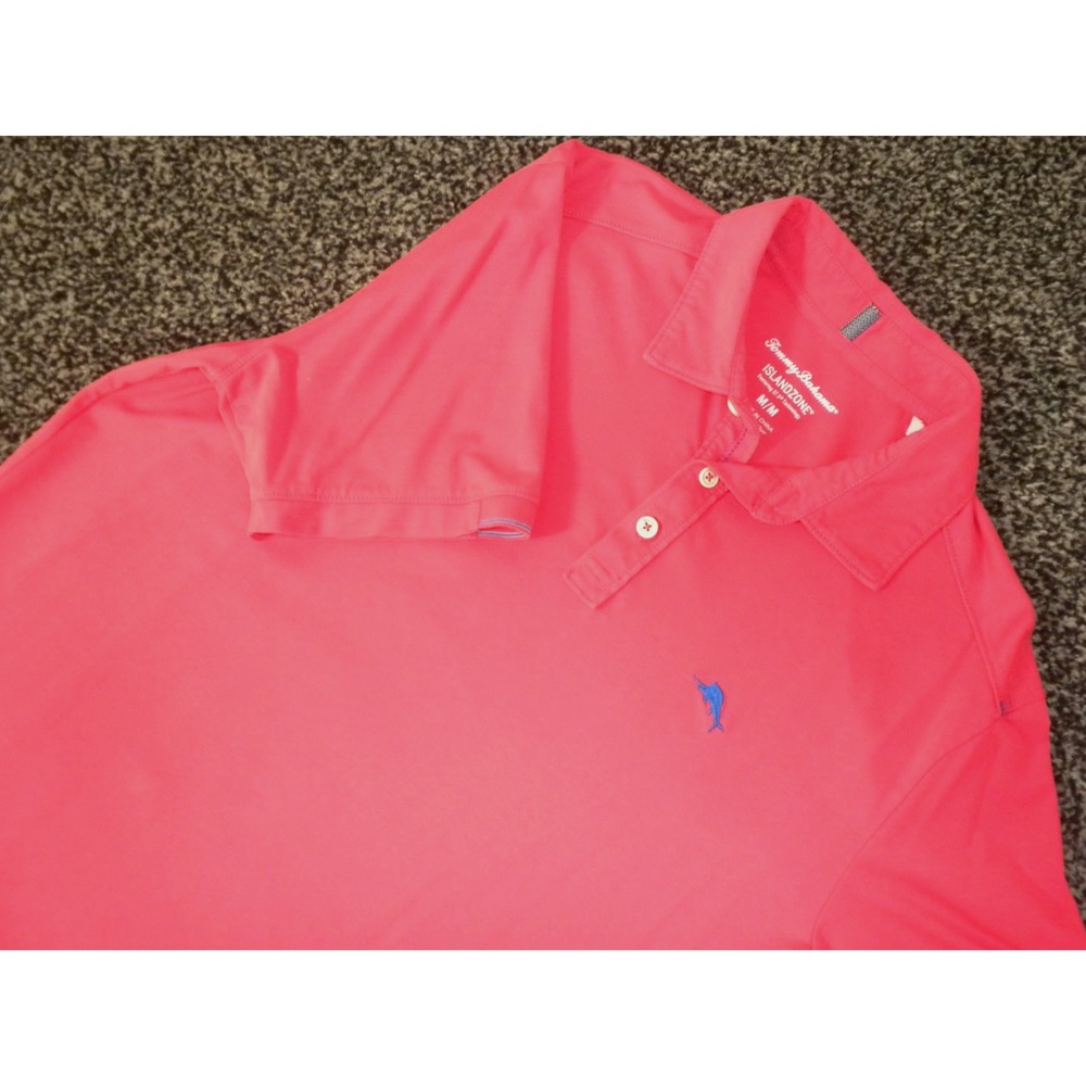Tommy Bahama Island Zone Polo Shirt Mens M Red Tech Golf‎ Lounge Marlin Beach